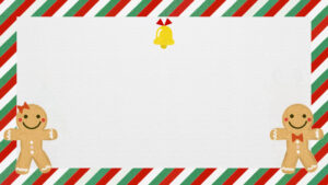クリスマス枠素材・メッセージカードストライプクッキーデザイン
